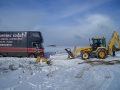 Towing it out - - almost there